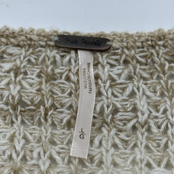 Free People Lake Tahoe Size Large Beige Colorblock Button Front Long Cardigan - Picture 6 of 12